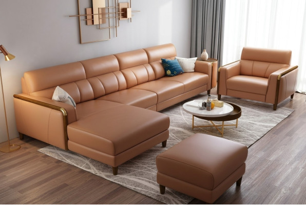 Sedile Mobili Salotto Lusso Similpelle Divano Ad Angolo a L Forma Imbottito Set di Mobili
