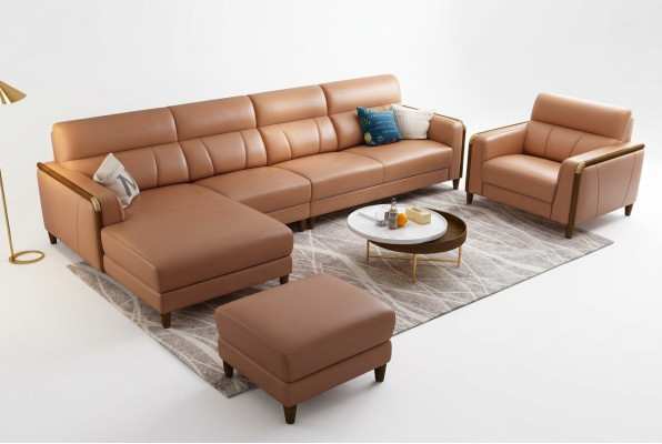 Sedile Mobili Salotto Lusso Similpelle Divano Ad Angolo a L Forma Imbottito Set di Mobili