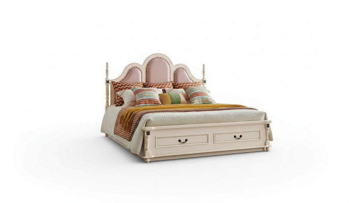 Letto Imbottito Design Lusso Matrimoniale Letti da Hotel Camera da Letto 180x200 cm Legno Nuovo