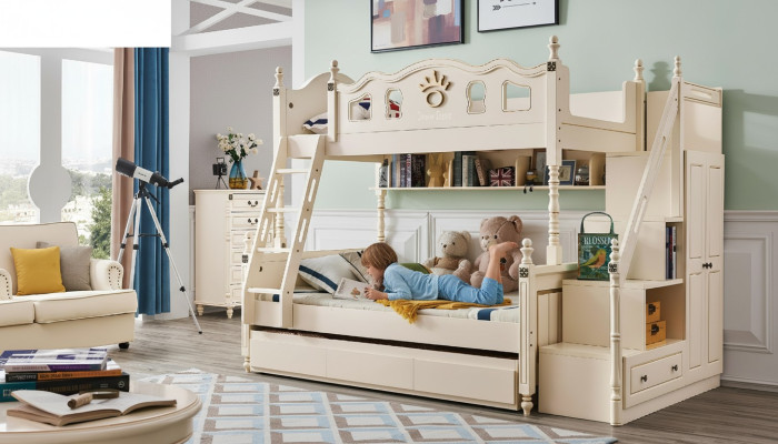 Letto a castello a due piani per bambini in legno mobili classici camera da letto