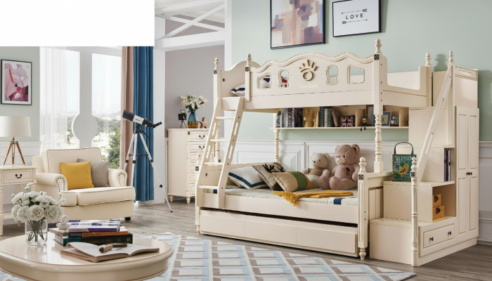 Letto a castello a due piani per bambini in legno mobili classici camera da letto