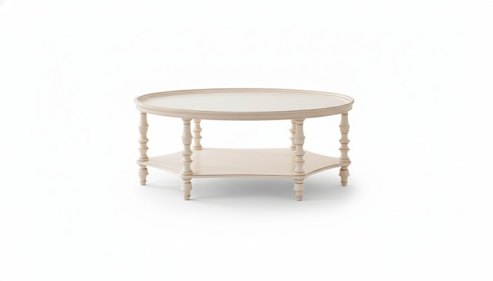 Tavolino ovale design soggiorno di lusso in legno.