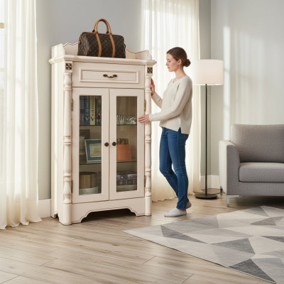 Armadio Como Vetrina Stile coloniale Mobili Credenza Credenza Armadi Legno Nuovo