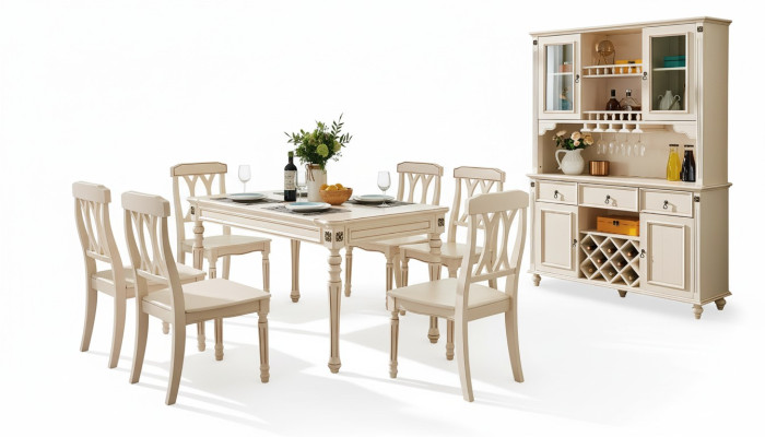Sala da pranzo Tavolo da pranzo 6 sedie Set da pranzo in legno per cucina Gruppo tavolo 7 pezzi Nuovo