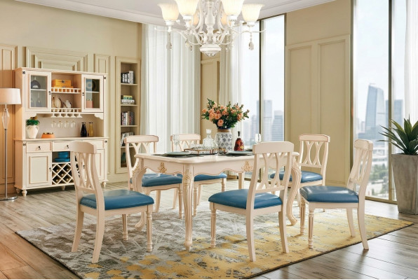 Sala da pranzo Tavolo da pranzo 6 sedie Set da pranzo in legno Gruppo cucina Mobili Nuovi 7 pezzi.