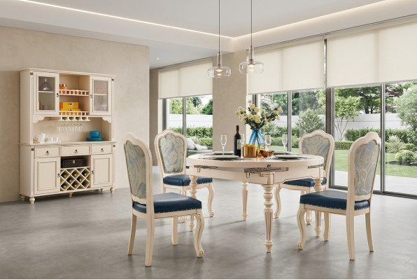 Gruppo sala da pranzo tavolo 4x sedia set legno mobile tavoli rotondi 5 pezzi set mobili.