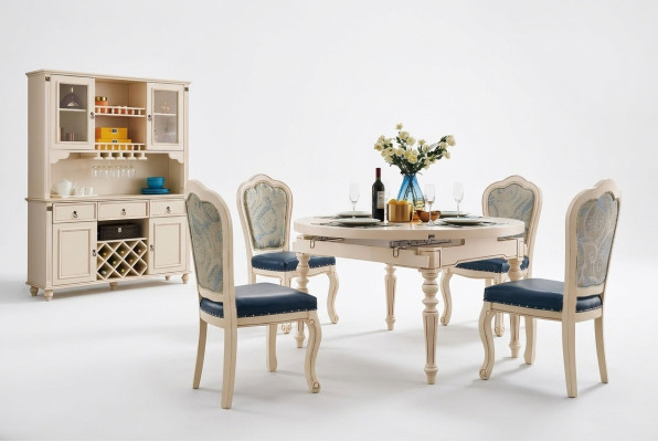 Gruppo sala da pranzo tavolo 4x sedia set legno mobile tavoli rotondi 5 pezzi set mobili.