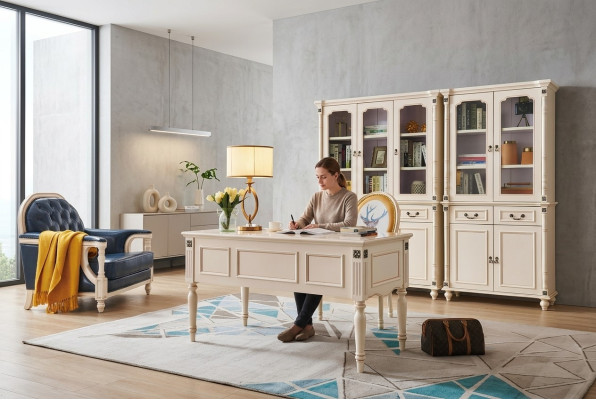 Scrivania Poltrona Armadietto per documenti Office Set Classico Arredamento per ufficio Nuovo 3 pezzi