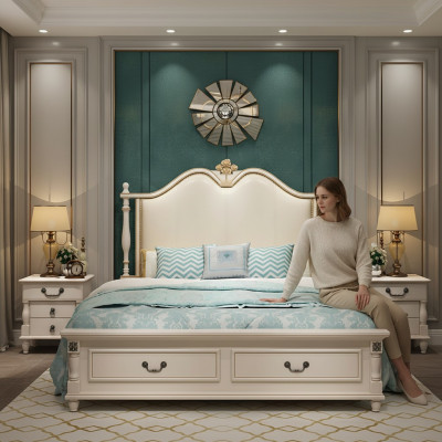 Letto imbottito di lusso design doppio letti da hotel reale in stile barocco mobili moderni