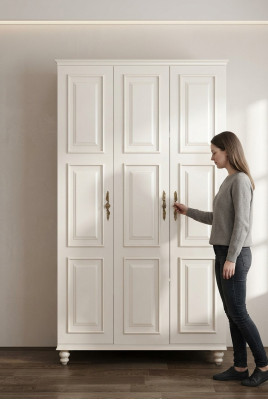 Armadio in stile country casa mobili Classico armadio Legno Camera da letto Bianco
