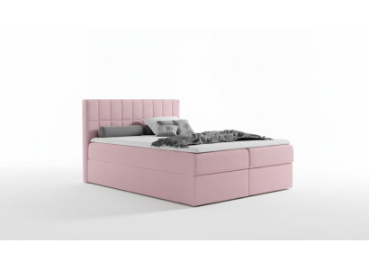 Letto in tessuto rosa, boxspring letto design in tessuto doppio moderno per hotel con contenitore.