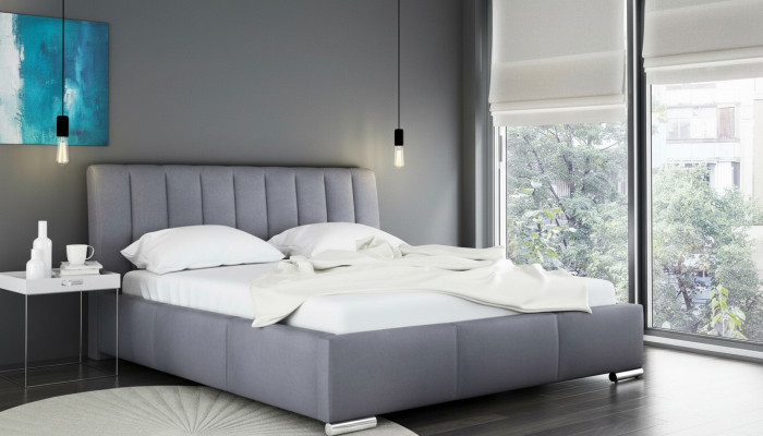 Letto Letto matrimoniale Mobili Struttura letto Tessuto 160x200 Tessuto Letto imbottito Grigio Letti