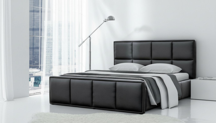 Letto matrimoniale Telaio letto Mobili letto Letto imbottito Letti Poliestere Moderno Nero