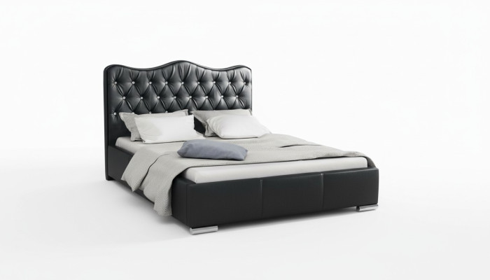 Telaio letto Letti Letto matrimoniale Moderno Letto Similpelle Letto Imbottito Letto Matrimoniale Nero