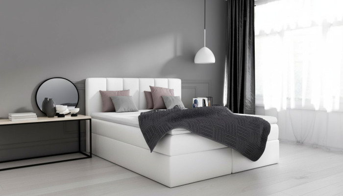 Letto boxspring matrimoniale con contenitore bianco nuovo