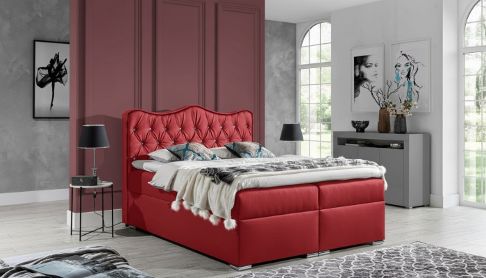 Letto matrimoniale Letto Boxspring con contenitore per biancheria Letto matrimoniale Letti Letto imbottito Rosso Nuovo