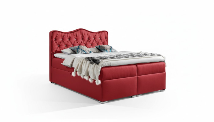 Letto matrimoniale Letto Boxspring con contenitore per biancheria Letto matrimoniale Letti Letto imbottito Rosso Nuovo