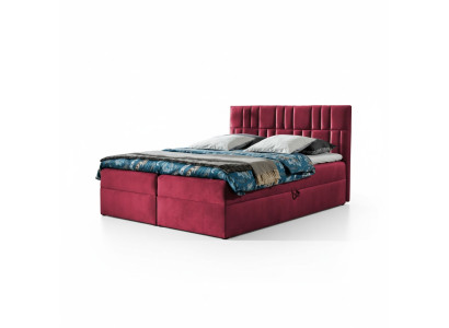 Letto matrimoniale con box-spring, letto con contenitore, letto matrimoniale, letti, letto imbottito rosso nuovo.