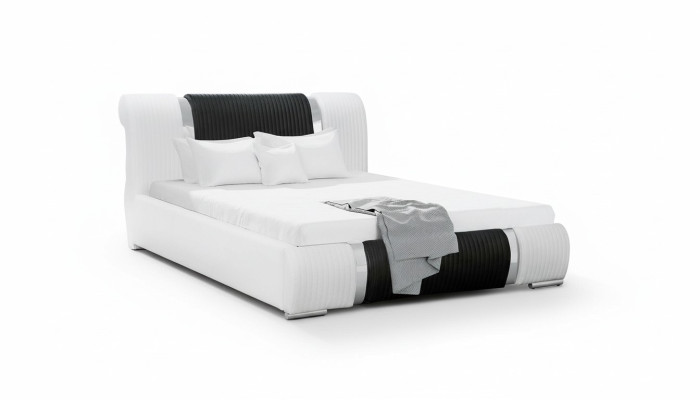 Letto Struttura letto Letto matrimoniale Letti Letto coniugale Letto imbottito Barra cromata Mobili Bianco