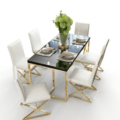 Tavolo da pranzo di lusso Mobili da sala da pranzo Arredamento Tavolo Metallo Oro Tavoli da pranzo