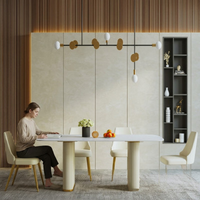 Tavolo di lusso in metallo Tavolo da pranzo Mega Design in metallo Mobili da sala da pranzo in metallo Tavolo da pranzo