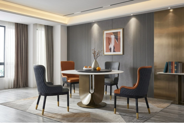 Tavoli rotondi a colonne Design Tavolo Rotondo Pietra Mobili Sala da pranzo Tavoli da pranzo Moderni