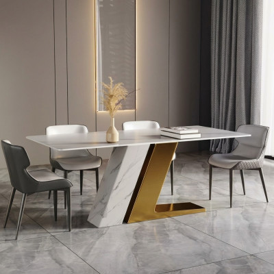 Tavoli design Tavolo di lusso in marmo, imitazione di mobili da pranzo Tavoli da pranzo moderni d'oro.