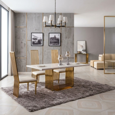 Tavolo da pranzo di lusso in metallo design Mega tavoli in metallo 140x80 Mobili da sala da pranzo.