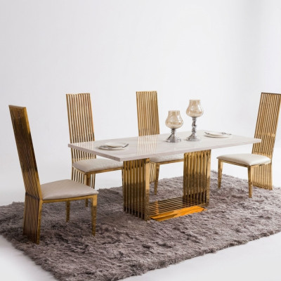 Tavolo da pranzo di lusso in metallo design Mega tavoli in metallo 140x80 Mobili da sala da pranzo.