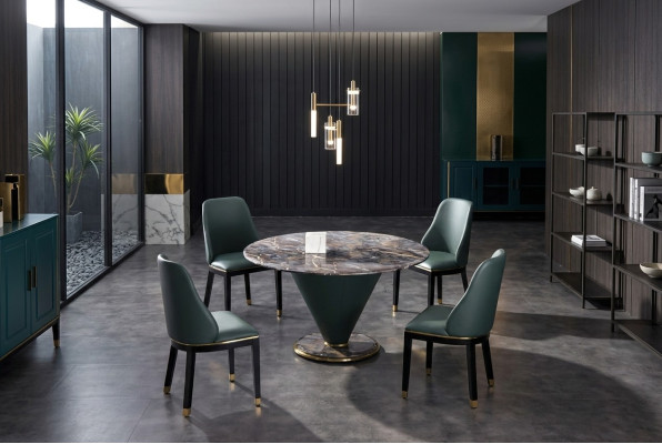 Tavoli a colonne rotondi Design Tavolo in pietra Mobili da sala da pranzo Tavoli da pranzo rotondi Moderni