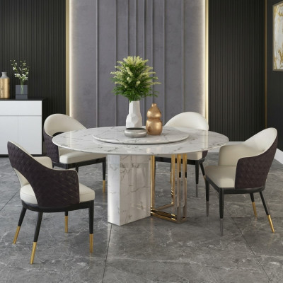 Tavolo di lusso rotondo Design Tavoli Rondella Pietra Mobili da sala da pranzo Tavoli da pranzo Moderni Nuovi