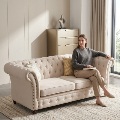 Chesterfield Set di divani 3-2-1, divano moderno per il soggiorno, divani in pelle.
