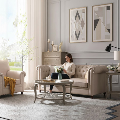 Sofà Chesterfield 321 set salotto design divano divani in pelle