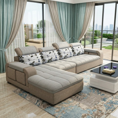 Divano ad angolo forma L, divano angolare imbottito design divani stoffa salotto nuovo.