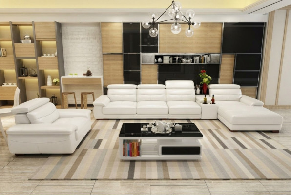 Divano ad angolo in ecopelle a L a forma di L Divano angolare Soggiorno Design Divani Wohnlandschaft.