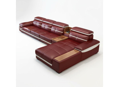 Divano ad angolo di lusso a L in ecopelle Design divano ad angolo Rosso nuovo