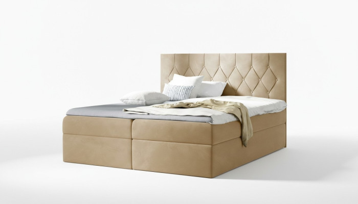 Letto boxspring di lusso Hotel letti imbottiti con funzione di contenitore 180x200cm beige.