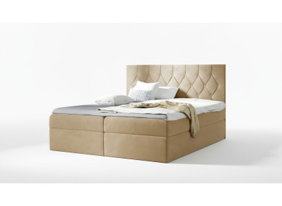 Letto boxspring di lusso Hotel letti imbottiti con funzione di contenitore 180x200cm beige.