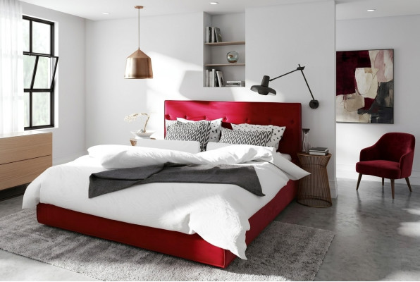 Design del letto doppio funzione letto tessile da hotel camera da letto letti telaio letto rosso