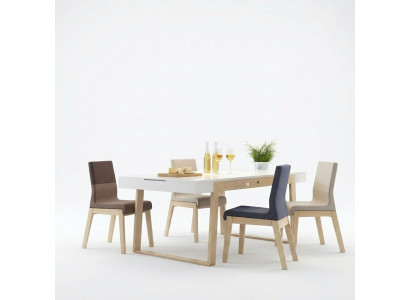 Sedia sedia Sedia Sedia da pranzo Tessuto Legno di lusso 1 posto Nuovo