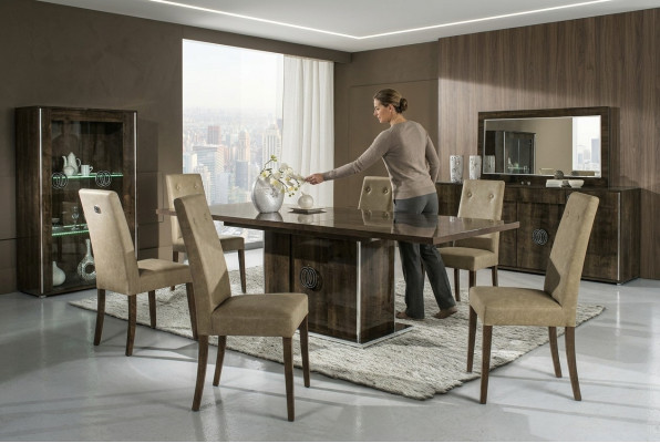 Set da pranzo tavolo con 6 sedie imbottite gruppo 7 pezzi