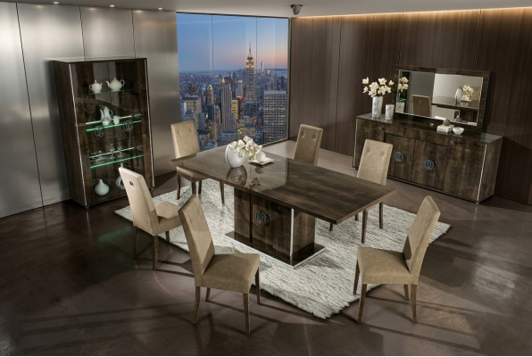 Set da pranzo tavolo con 6 sedie imbottite gruppo 7 pezzi