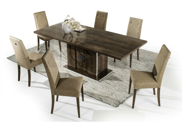 Set da pranzo tavolo con 6 sedie imbottite gruppo 7 pezzi