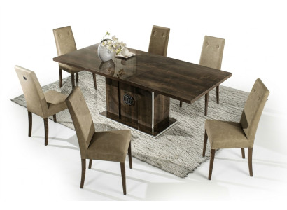 Set da pranzo tavolo con 6 sedie imbottite gruppo 7 pezzi