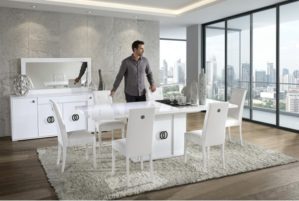 Set di 7 pezzi di tavolo e sedie da pranzo di design moderno
