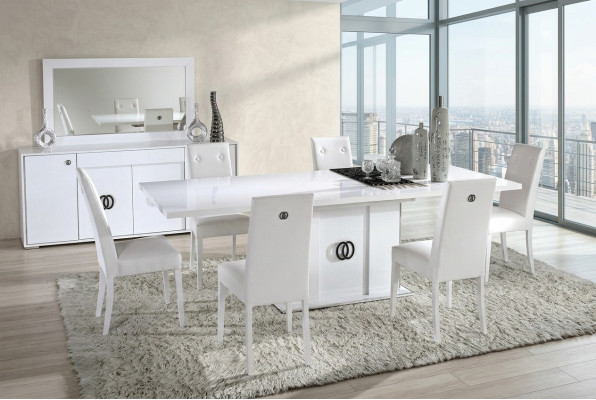 Set di 7 pezzi di tavolo e sedie da pranzo di design moderno