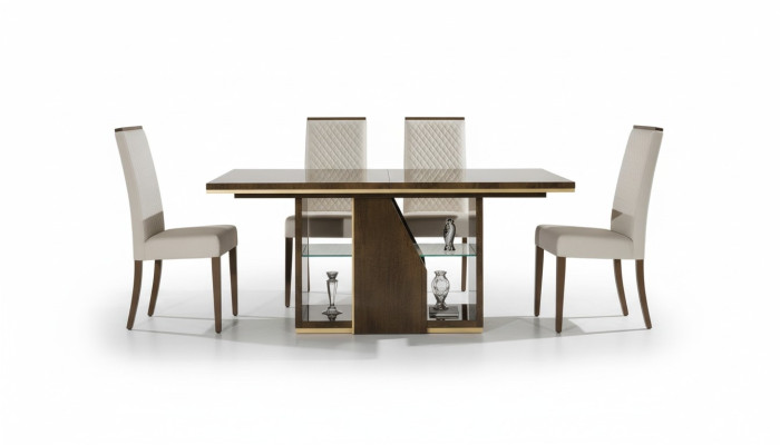 Set di 5 sedie e tavolo da pranzo in legno moderno