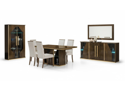 Tavolo da pranzo in legno design moderno lusso mobili lucido marrone