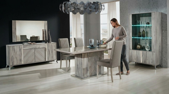 Set di 4 sedie poltrone per sala da pranzo in legno moderno