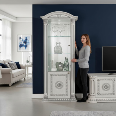 Vetrina credenza vetrina lusso vetro armadio bianco legno design mobili nuovo